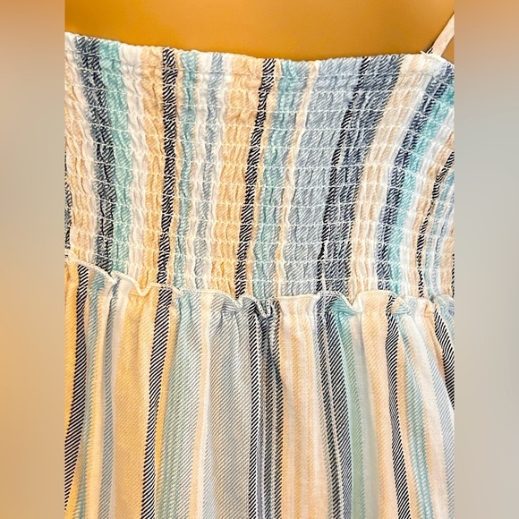 Jolie&Joy Strap Tie Tank Mini Sundress W/ Smock Back Tiered Ruffle In Pastel - Picture 4 of 4